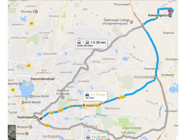 16. కీసరగుట్ట ఎలా చేరుకోవాలి ?