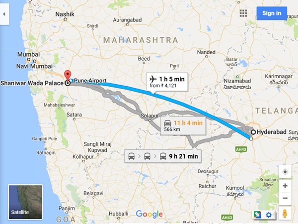హైదరాబాద్ నుండి విమానమార్గం