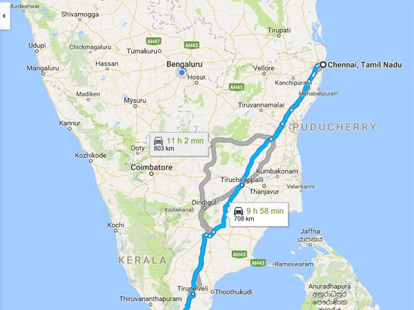 చెన్నై నుంచి కన్యాకుమారికి