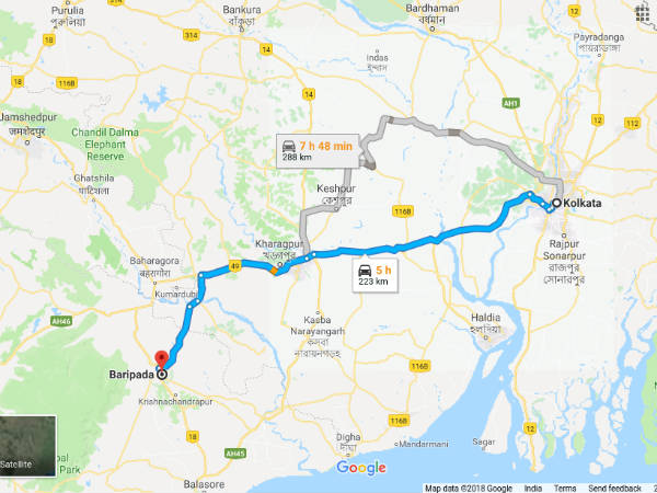 కోల్కతా నుండి మయూర్భంజ్, ఒడిశా (247 కి.మీ)